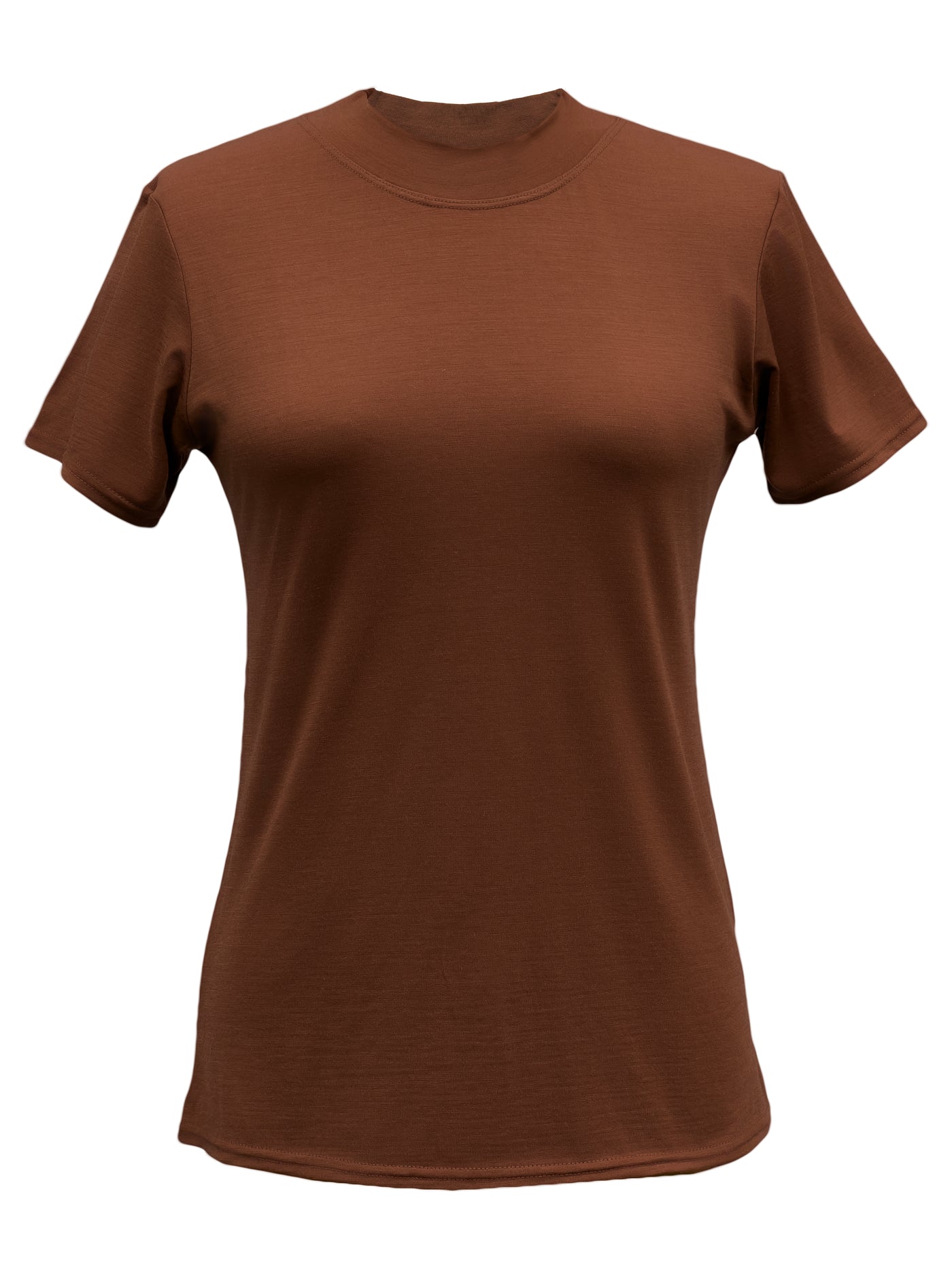 The short Sleeve Mock Neck - Brown