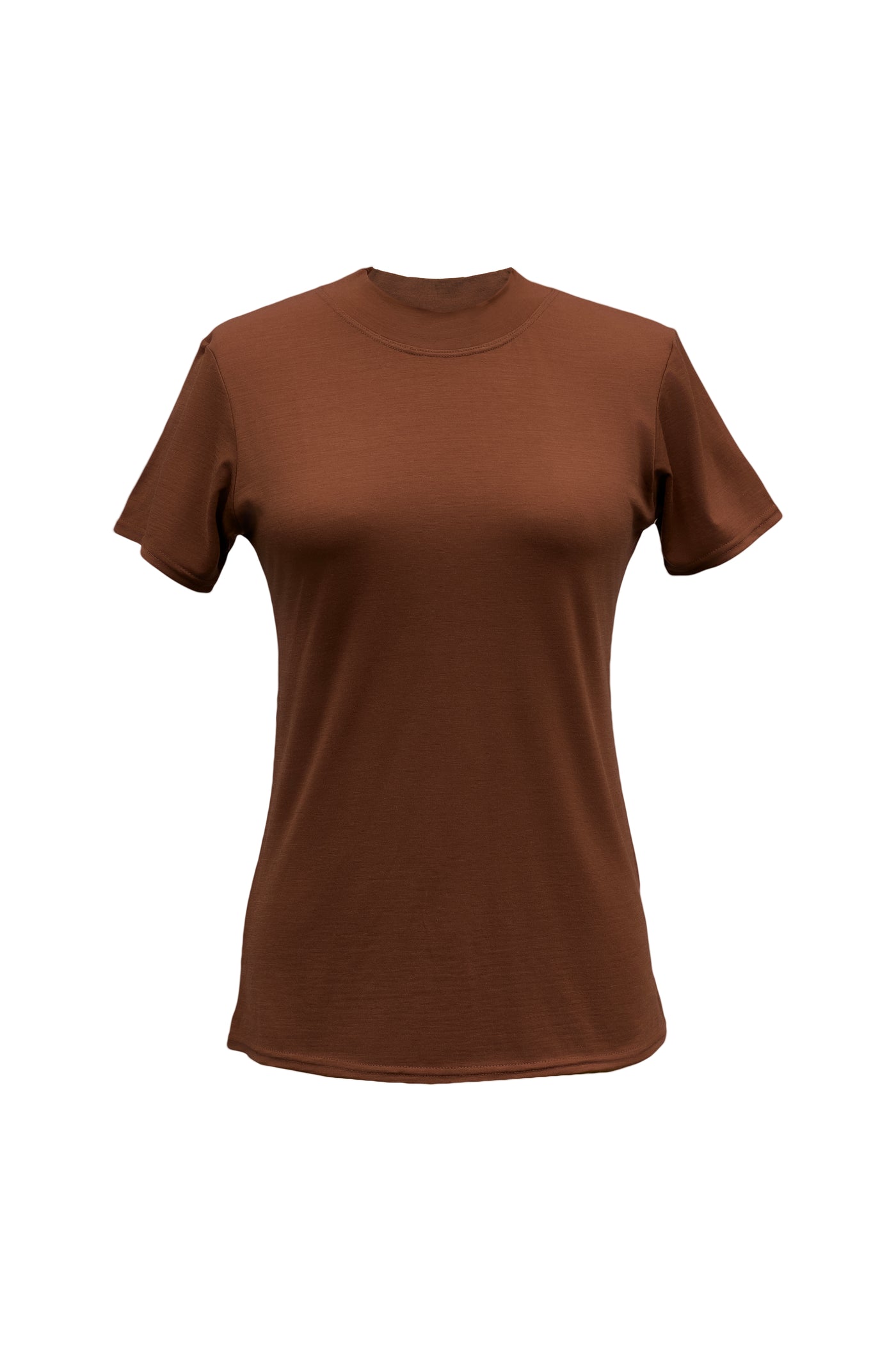 The short Sleeve Mock Neck - Brown