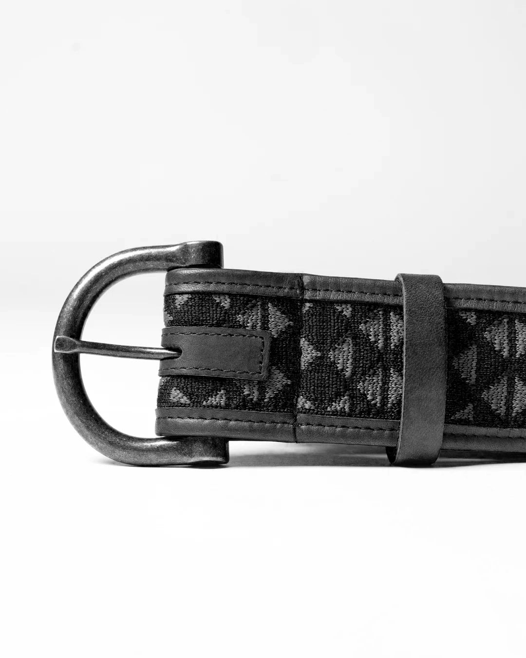 The Chico, Textured-Knit Black Leather Belt