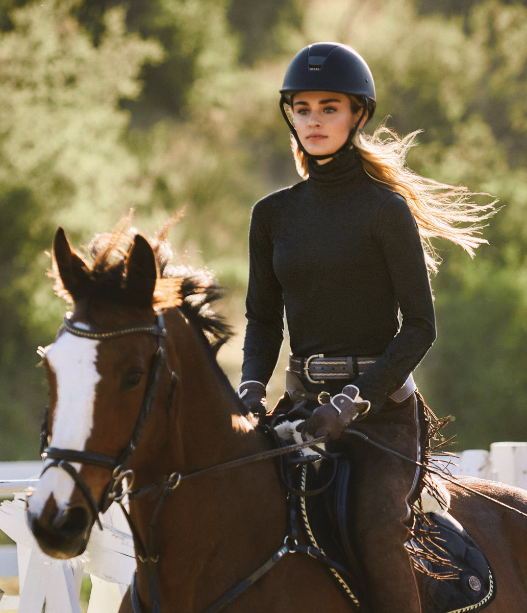  Woman Equestrian Rider wear The Surrey Merino Wool Black Turtleneck
