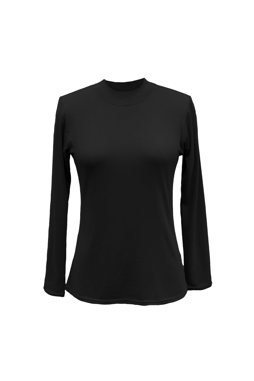 black Mock Neck Basic | Equestrian Womens Merino Wool Basic Shirt
