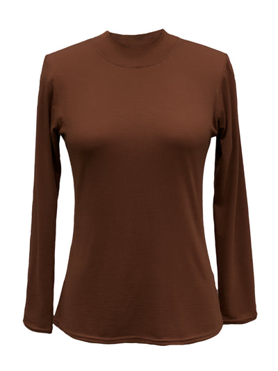 The Long Sleeve Mock Neck - Brown