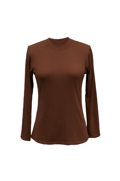 The Long Sleeve Mock Neck - Brown