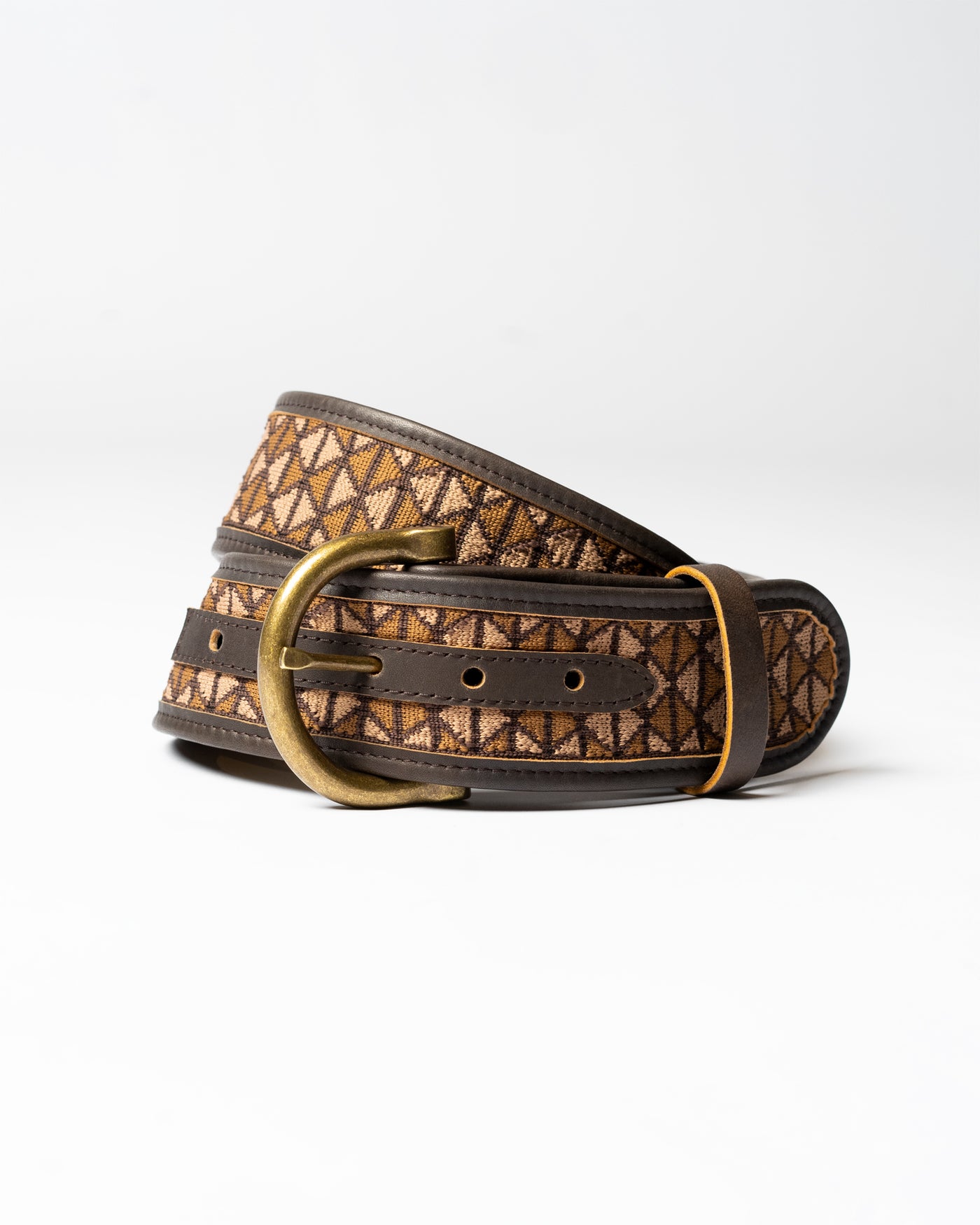 The Chico, Textured-Knit Brown Leather Belt