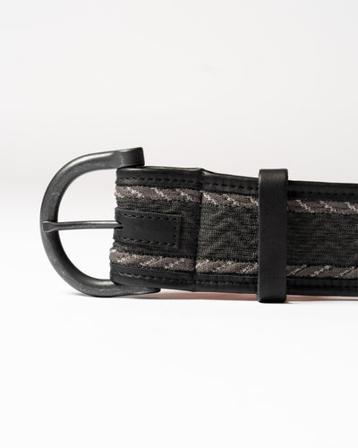 The Chelsea, Textured-Knit Black Leather Belt