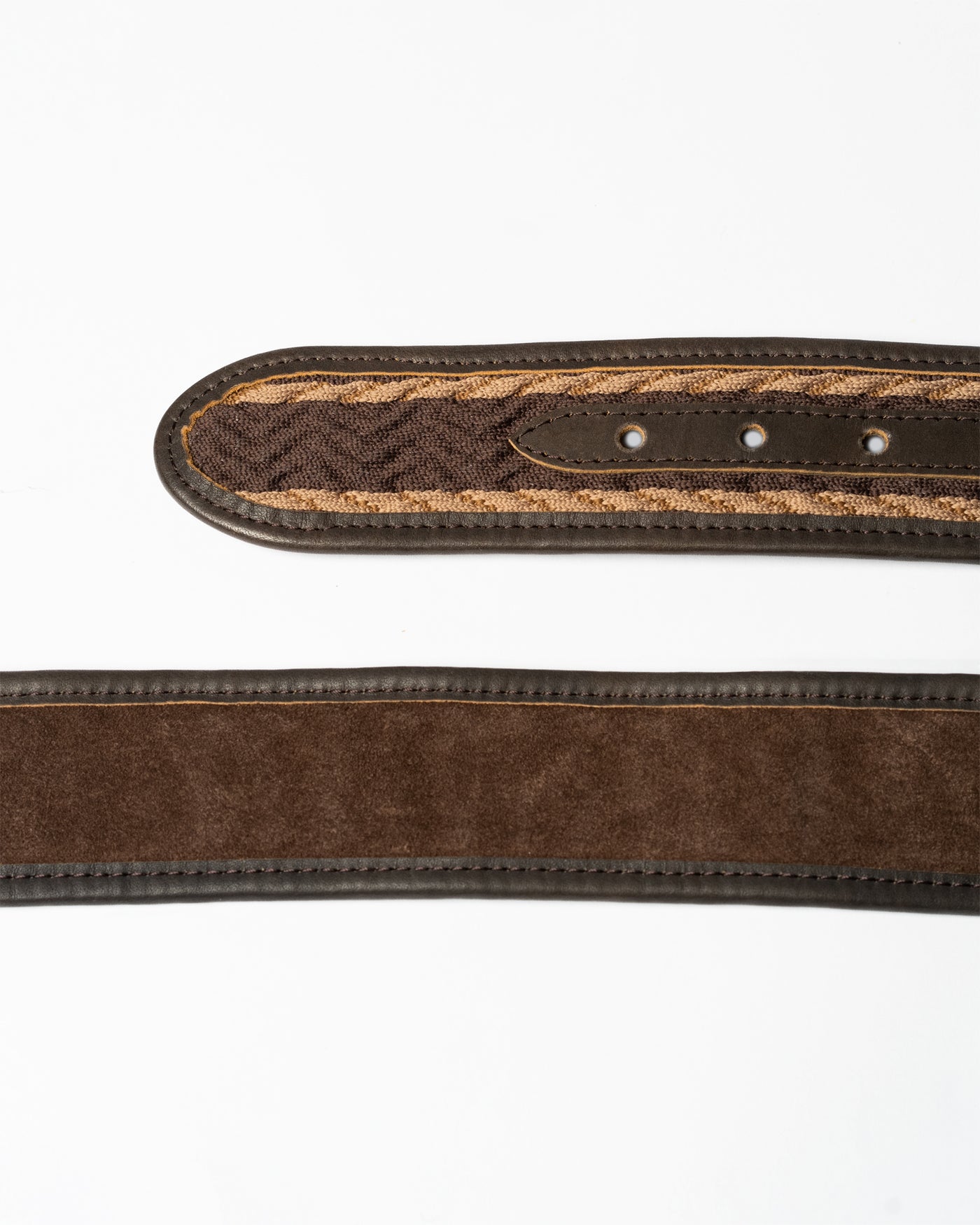The Chelsea, Textured-Knit Brown Leather Belt