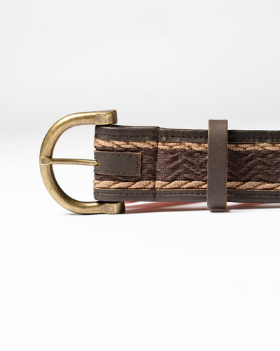 The Chelsea, Textured-Knit Brown Leather Belt