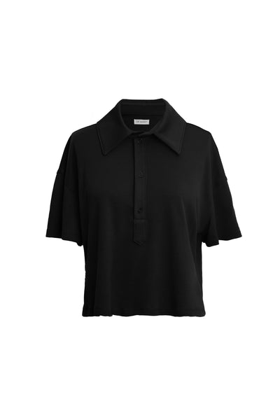 Black Women's Cropped Polo Shirt - The Vespa | The Surrey